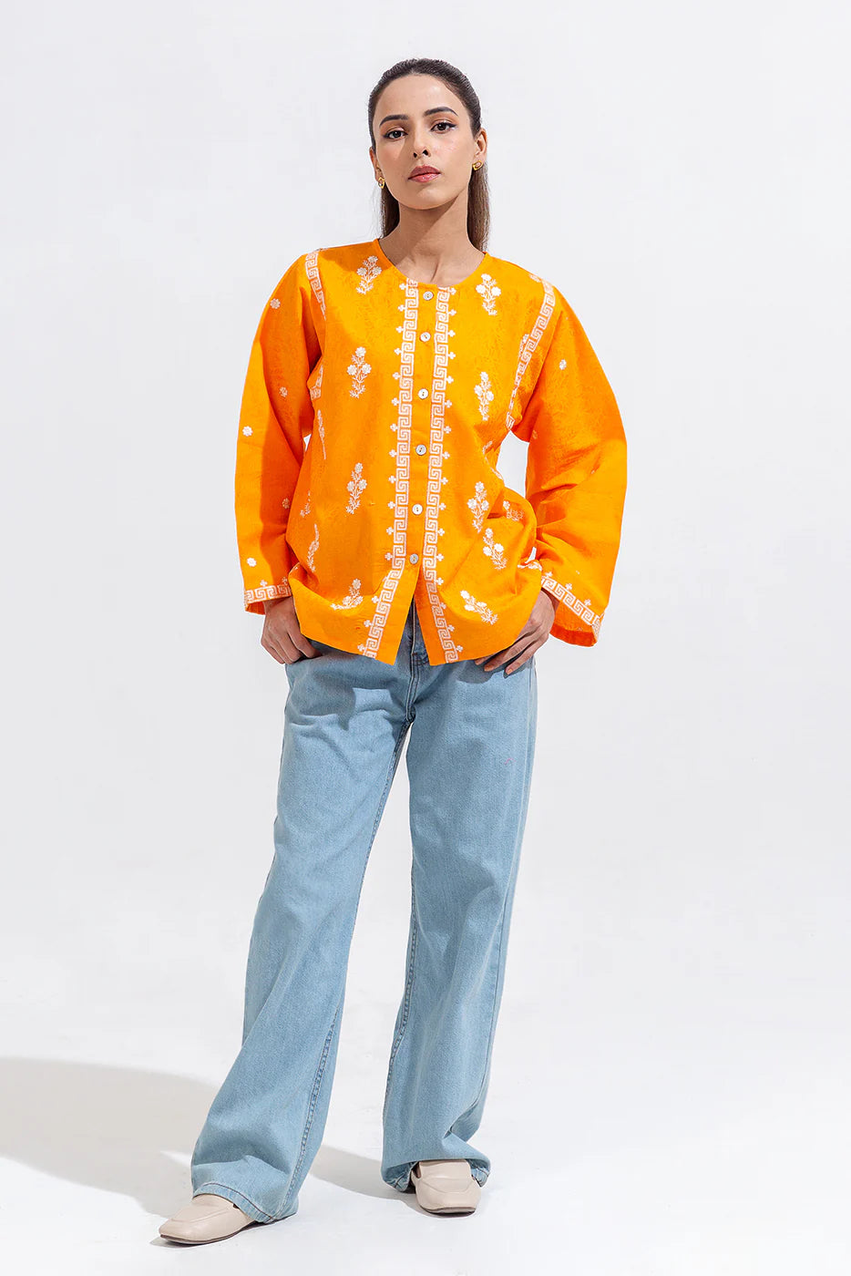 BEECHTREE EMBROIDERED JACQUARD TOP (Stitched)