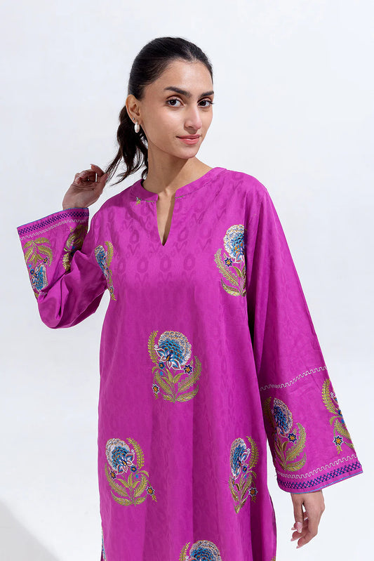 BEECHTREE EMBROIDERED CAMBRIC JACQUARD SHIRT (Stitched)