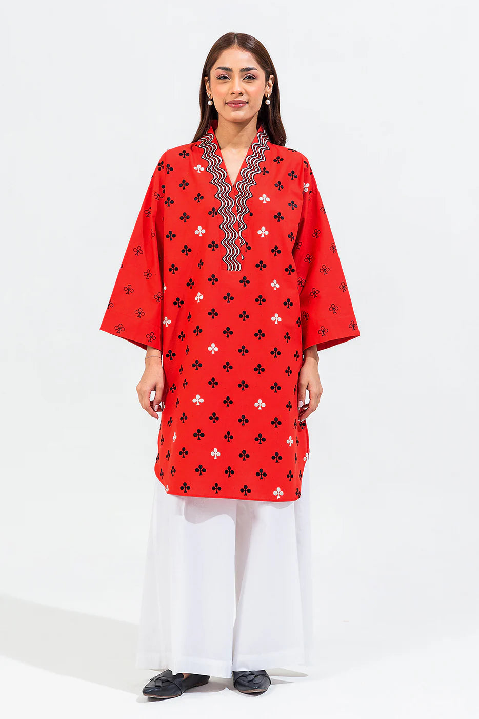 BEECHTREE EMBROIDERED NEPS CAMBRIC SHIRT (Stitched)
