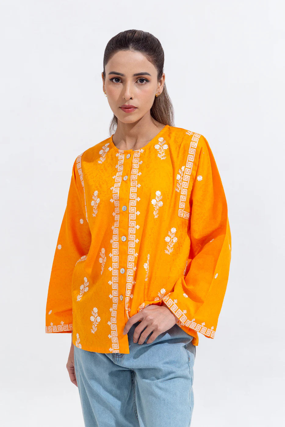 BEECHTREE EMBROIDERED JACQUARD TOP (Stitched)